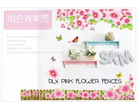 Wallsticker Pink Flower Fence @Rp. 20.000 